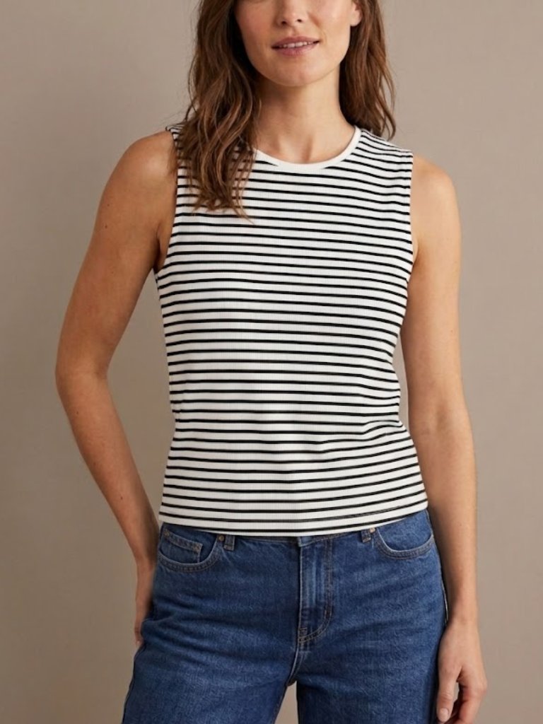 Boden Striped Sleeveless Ribbed Crew Neck Tank Size M/8